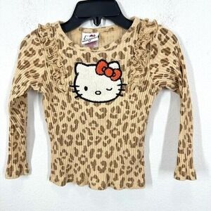 Hello Kitty Sanrio Girls Size 3T Leopard Print Ruffle Longsleeve Shirt Girly